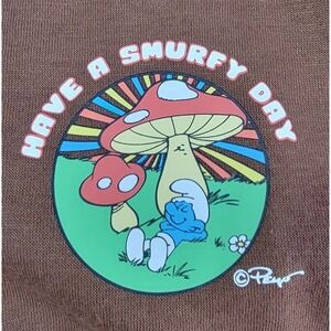 NWT Peyo Have a Smurfy Day Anniversary Sweatshirt Brown 114874